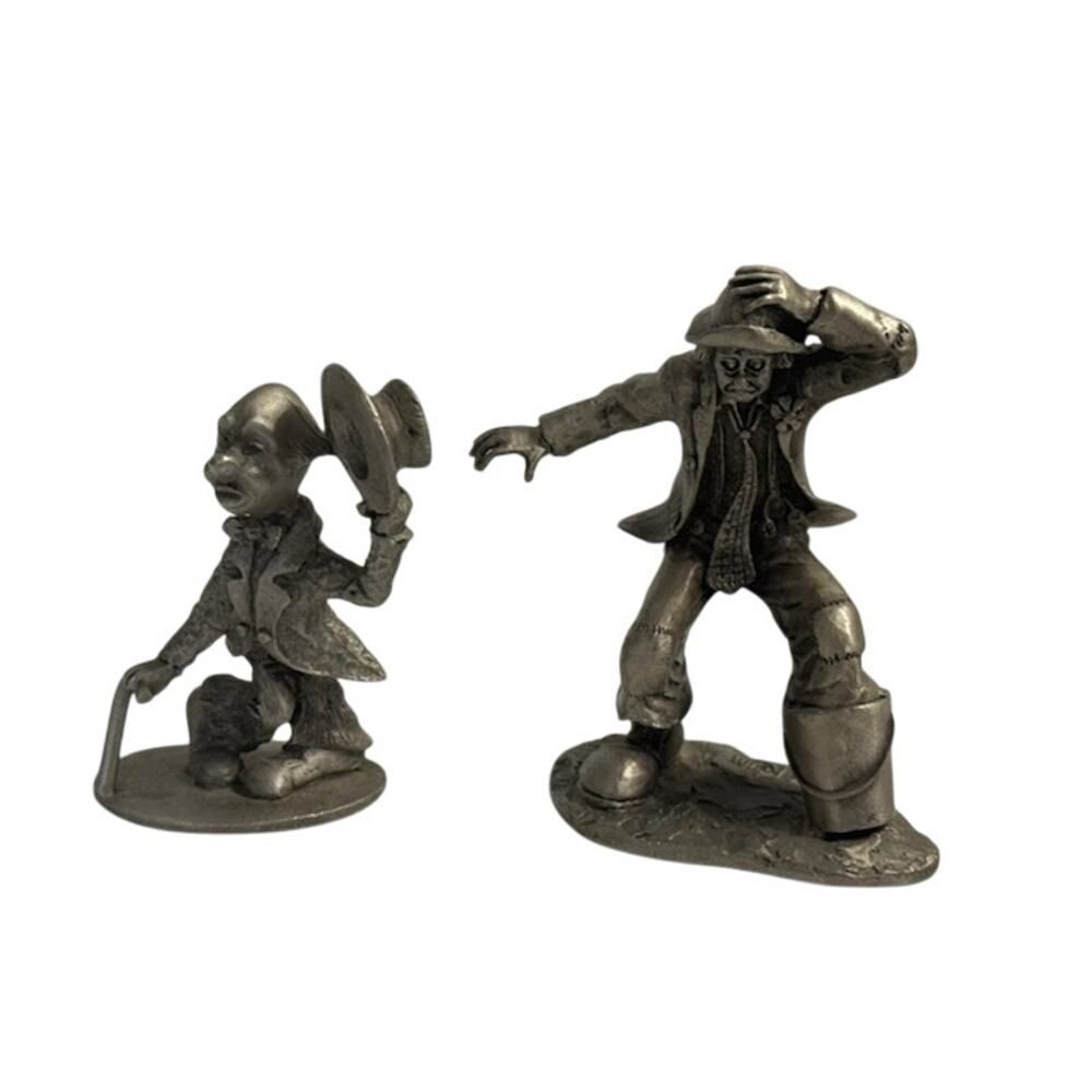 2 Sad Pewter Clown Figurines Hudson and Spoontiques S760 2005